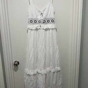 Francesca's Collections White Maxi Dress with Black Accents